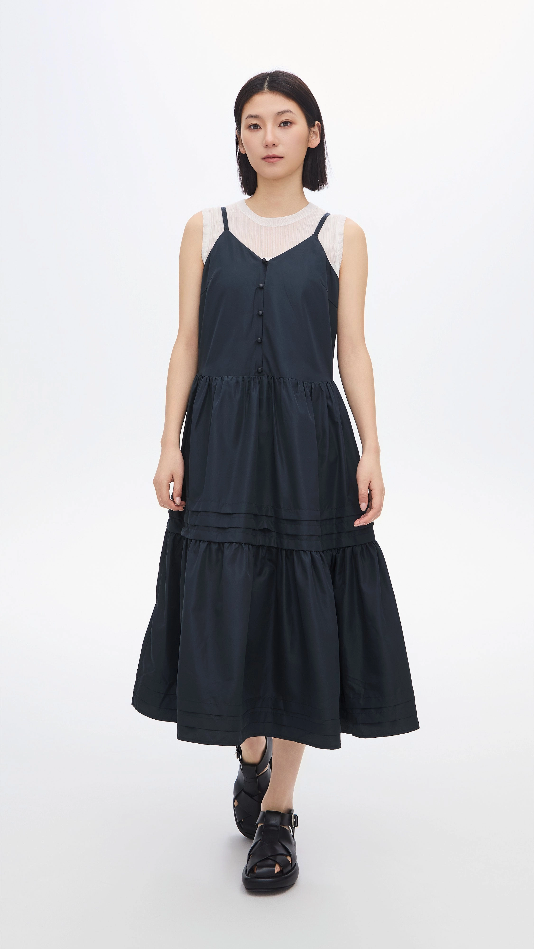 Gather Pleaded Dress Back Detail Casual Vibes
