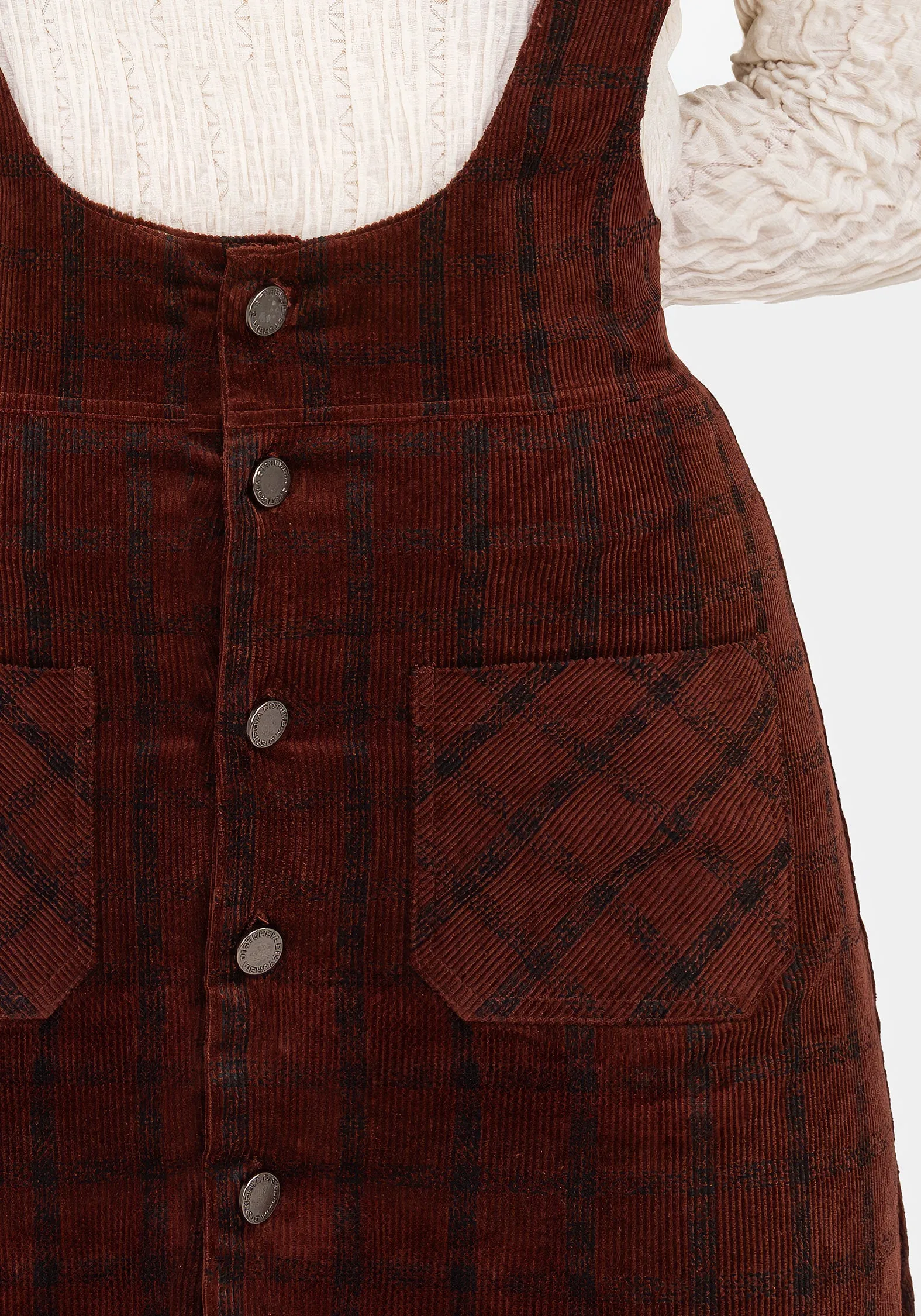 Easy Layers Terracotta Check Cord Mini Pinafore Skirt