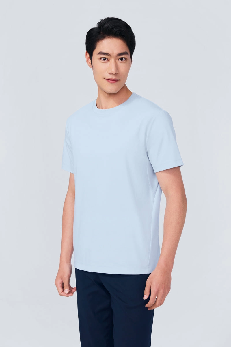 InstantCool Jersey Crew Neck T-Shirt | Light Blue BLE249 Yoga class