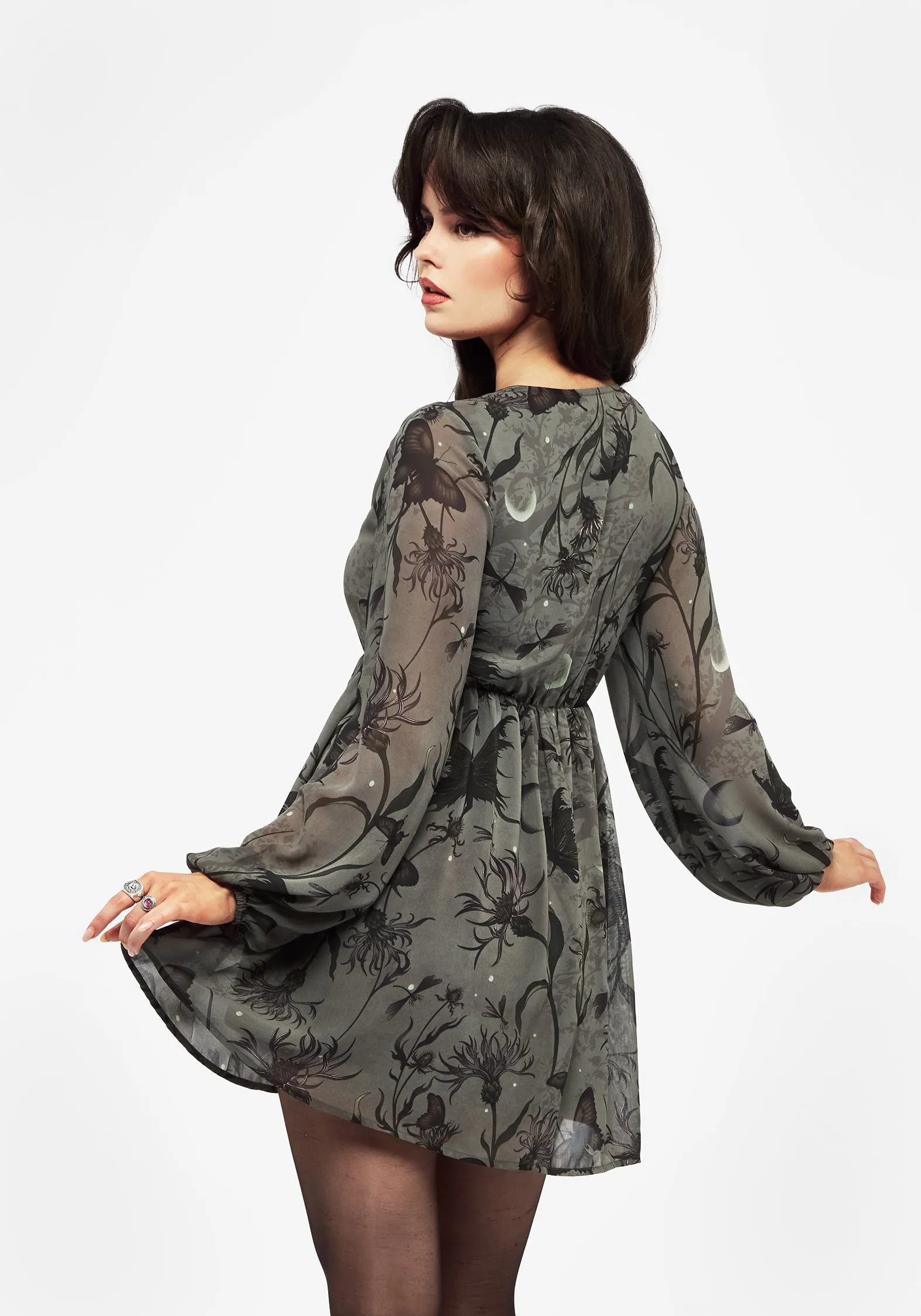 Gloriana Floral Print Chiffon Mini Dress Relaxed Layer