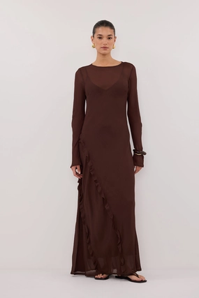 MARISSA CHOC LONG SLEEVE MAXI DRESS Skin Tone