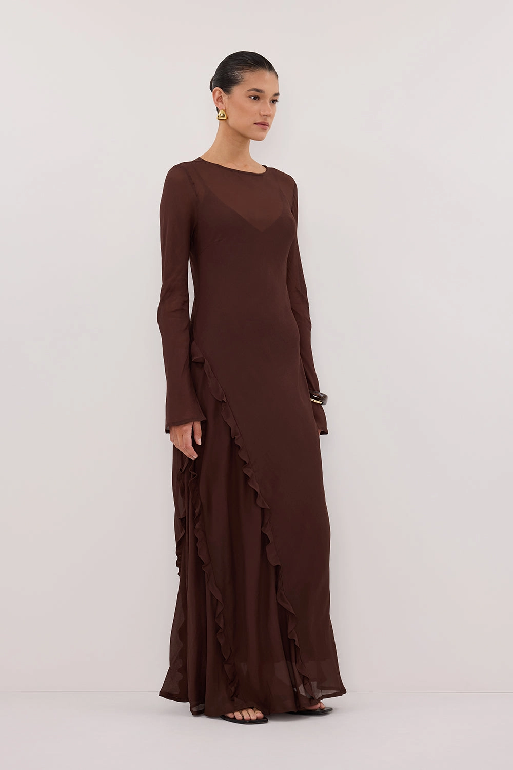 MARISSA CHOC LONG SLEEVE MAXI DRESS Smart Outfit