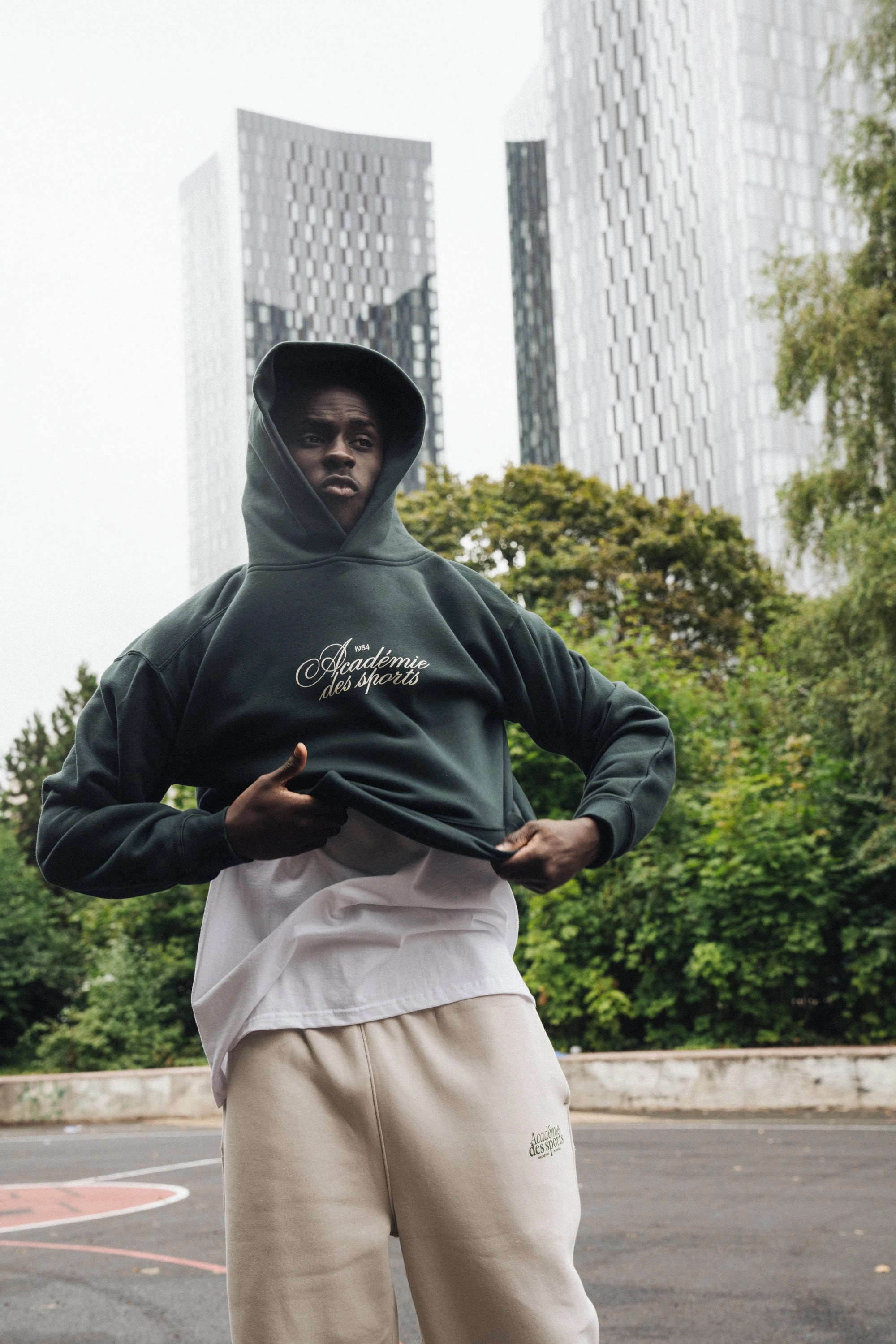 Fox like Pockets Vice 84 'Acad??mie Des Sports Script' Hoodie - Pine