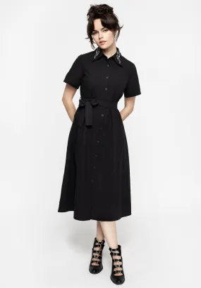 Evening Chic vacation look Goodfellow Embroidered Collar Midi Shirt Dress