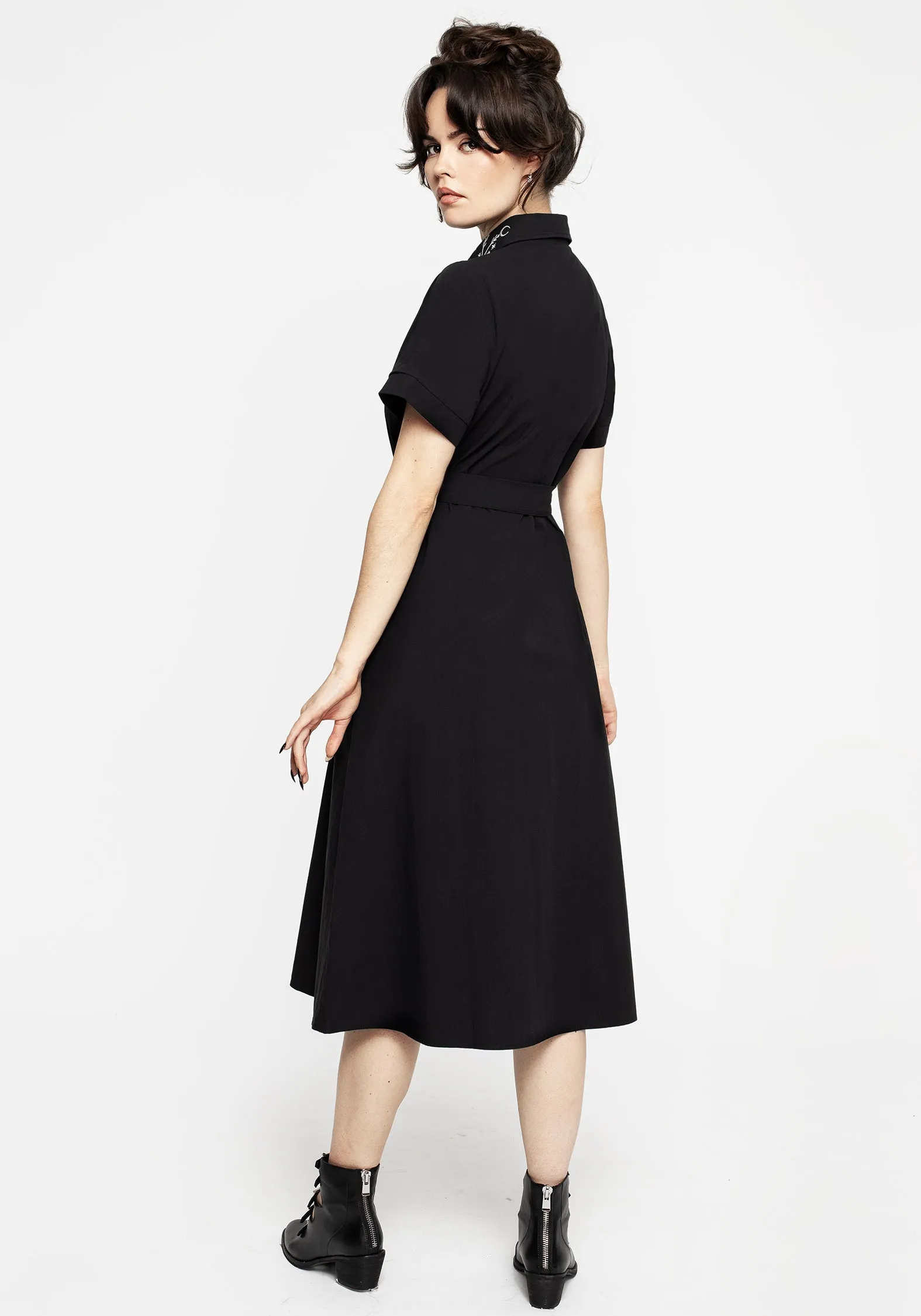 Goodfellow Embroidered Collar Midi Shirt Dress Trendy Vibes Chic Direction
