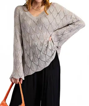 Gorgeous Lightweight Knit Sweater In Warm Gray Cozy Fleece