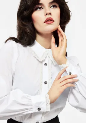 bohemian flair Grace Lace Trim Button Up Shirt