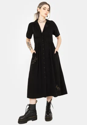 Hester Embroidered Button Up Midi Shirt Dress All Gender