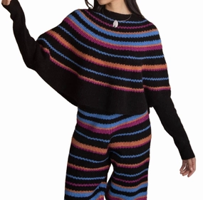 Granada Sweater In Black Multi Eco Certified Fabrications Premium Cotton Blend