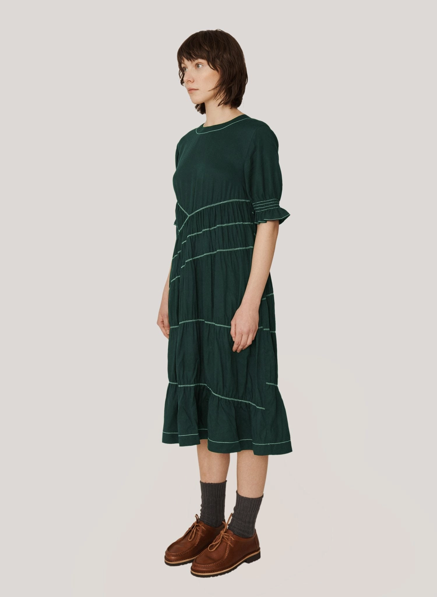 Family Warm Fluid movement Green Jolene Dress