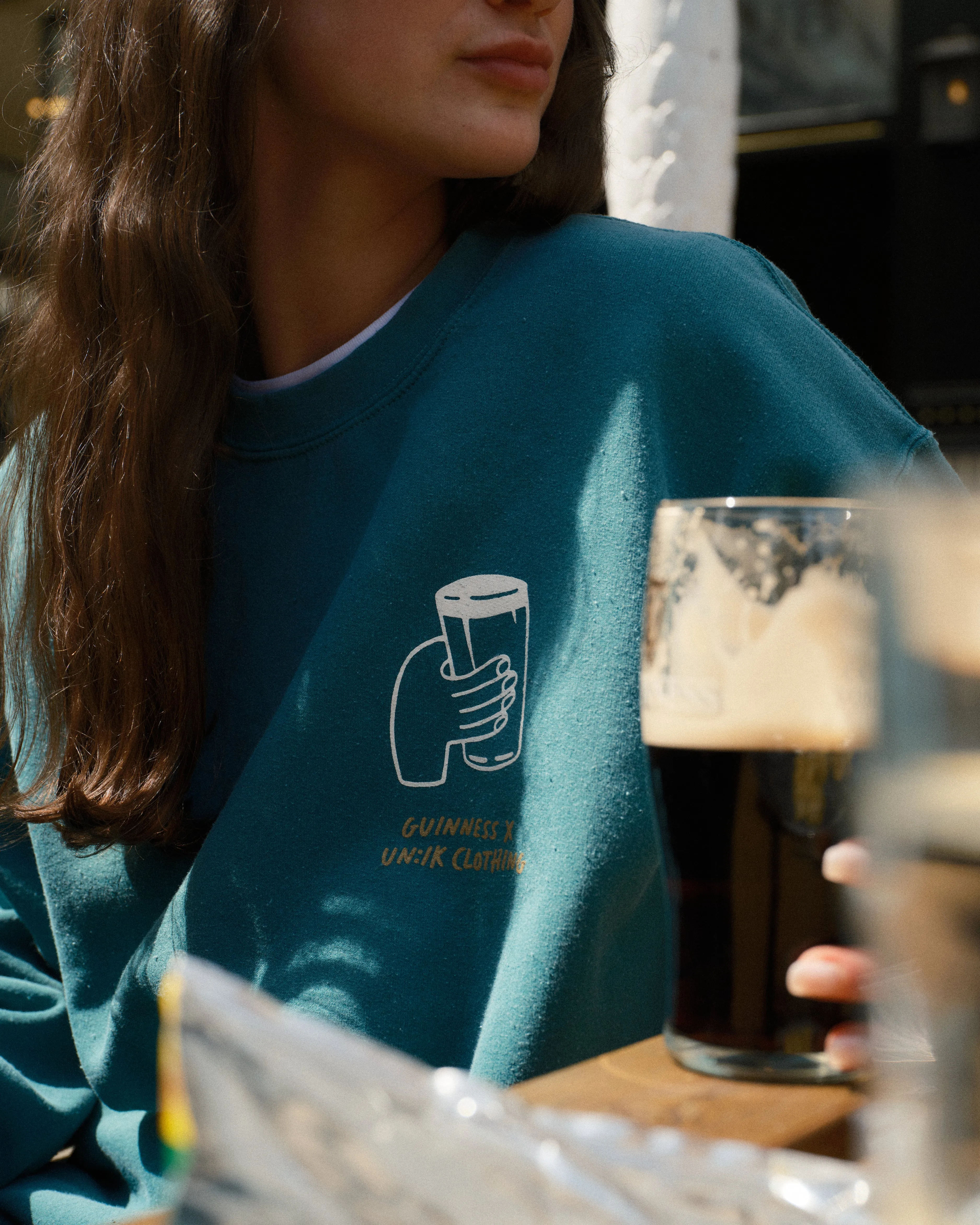 Guinness x UN:IK 'Cheers' Vintage Washed Sweater - Green Easy Fit Layered Warmth