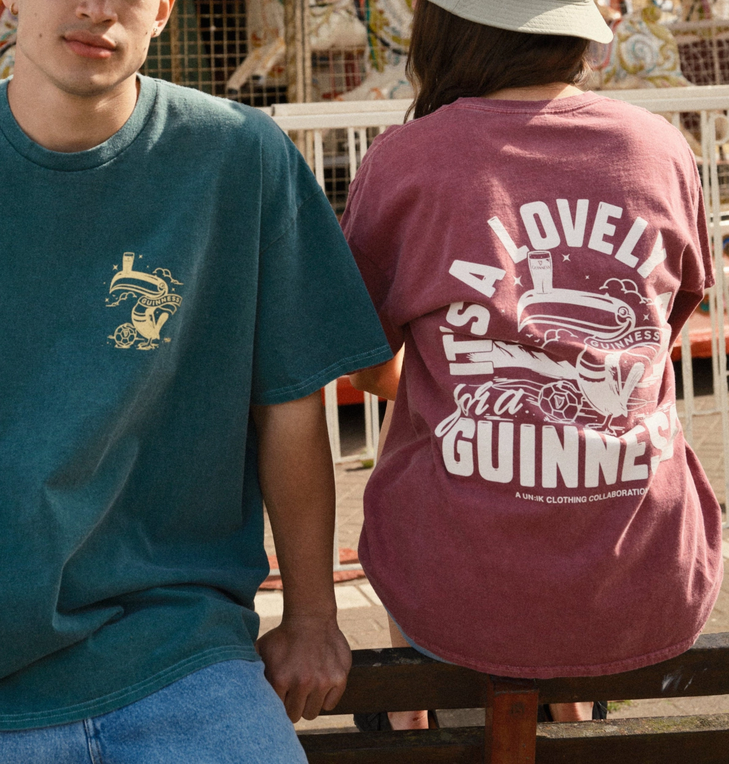 Guinness x UN:IK 'Football Toucan' Vintage Washed Tee - Red Stylish and Relaxed