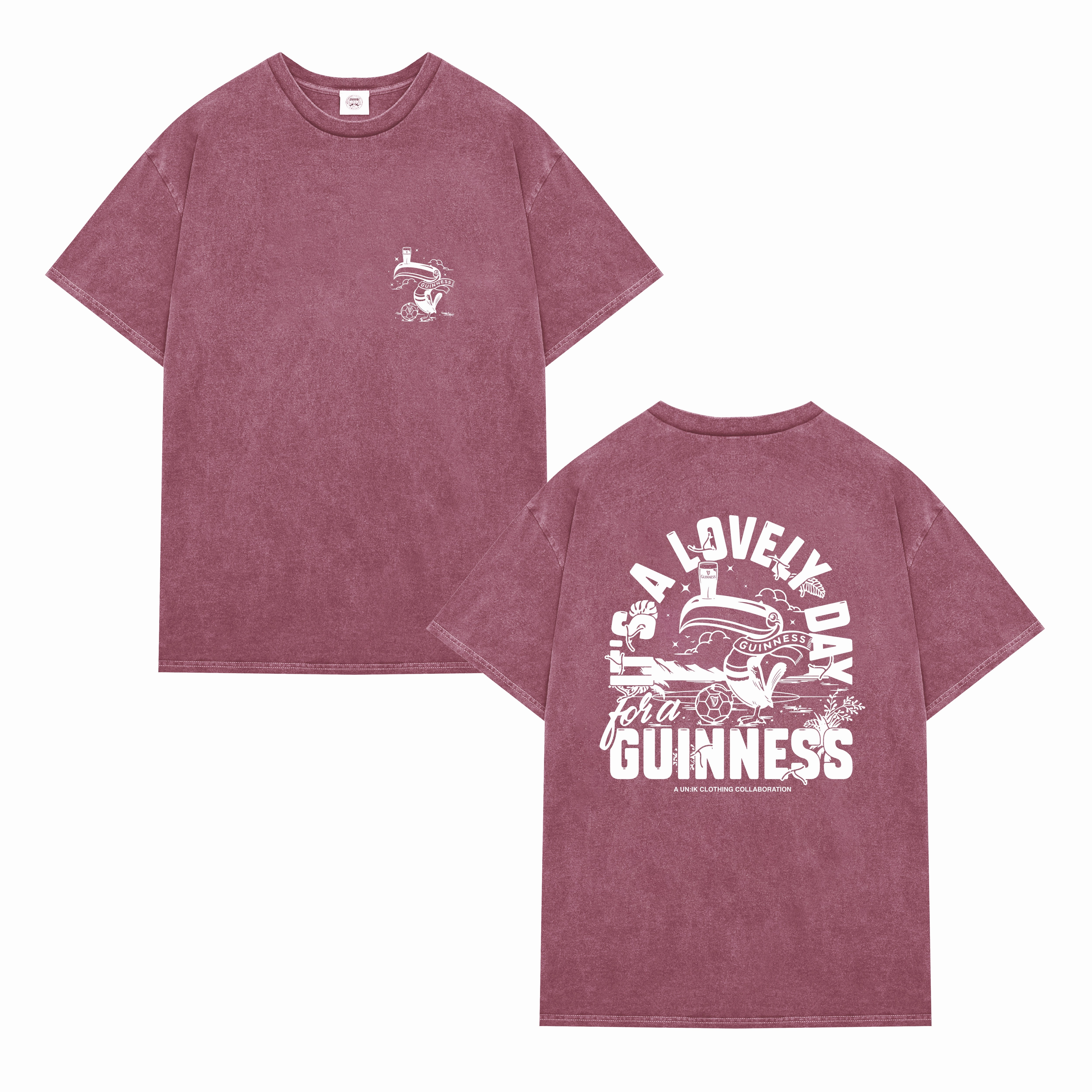 Tight Fit Minimalist fashion Guinness x UN:IK 'Football Toucan' Vintage Washed Tee - Red