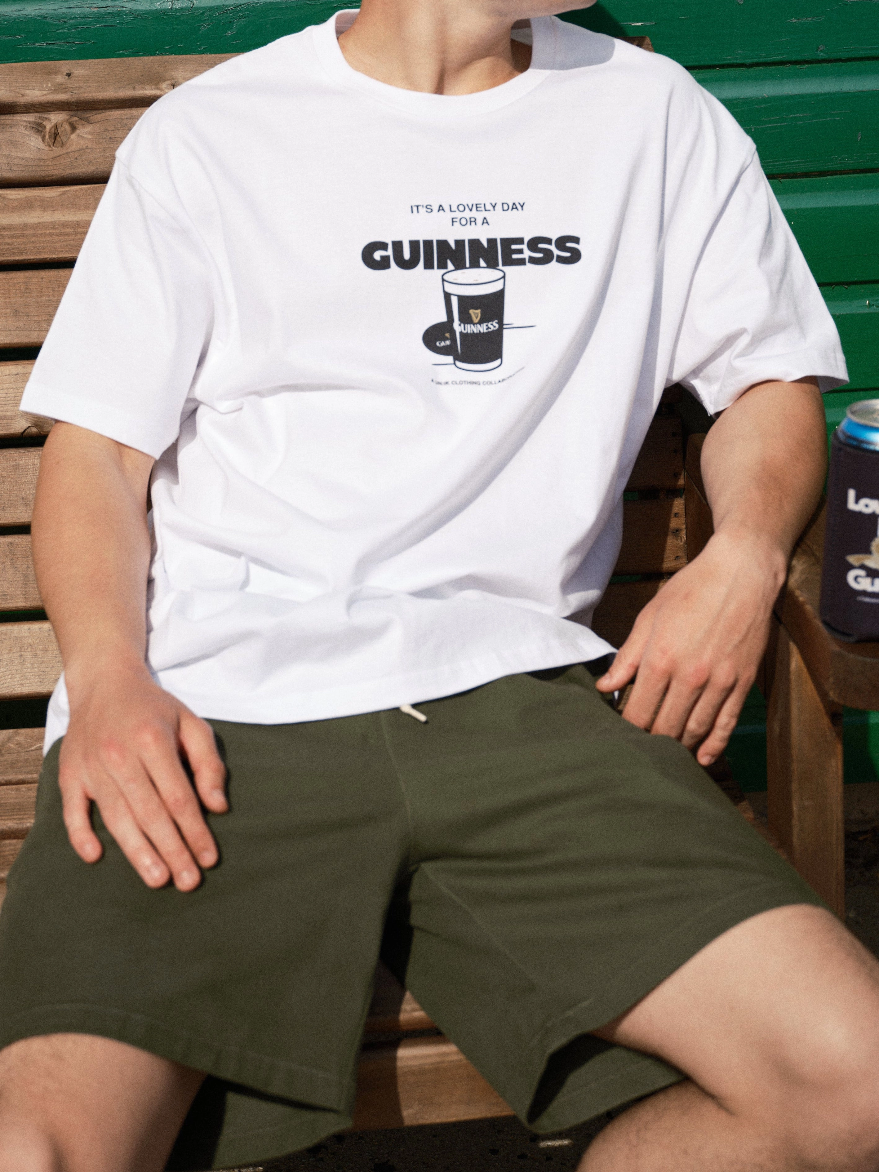Timeless Fit Beach Outfit Guinness x UN:IK 'Lovely Drops' Tee - White