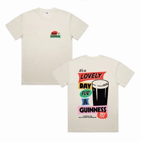 Cozy Wear skinny but not tight Guinness x UN:IK 'Retro' Tee - Ecru