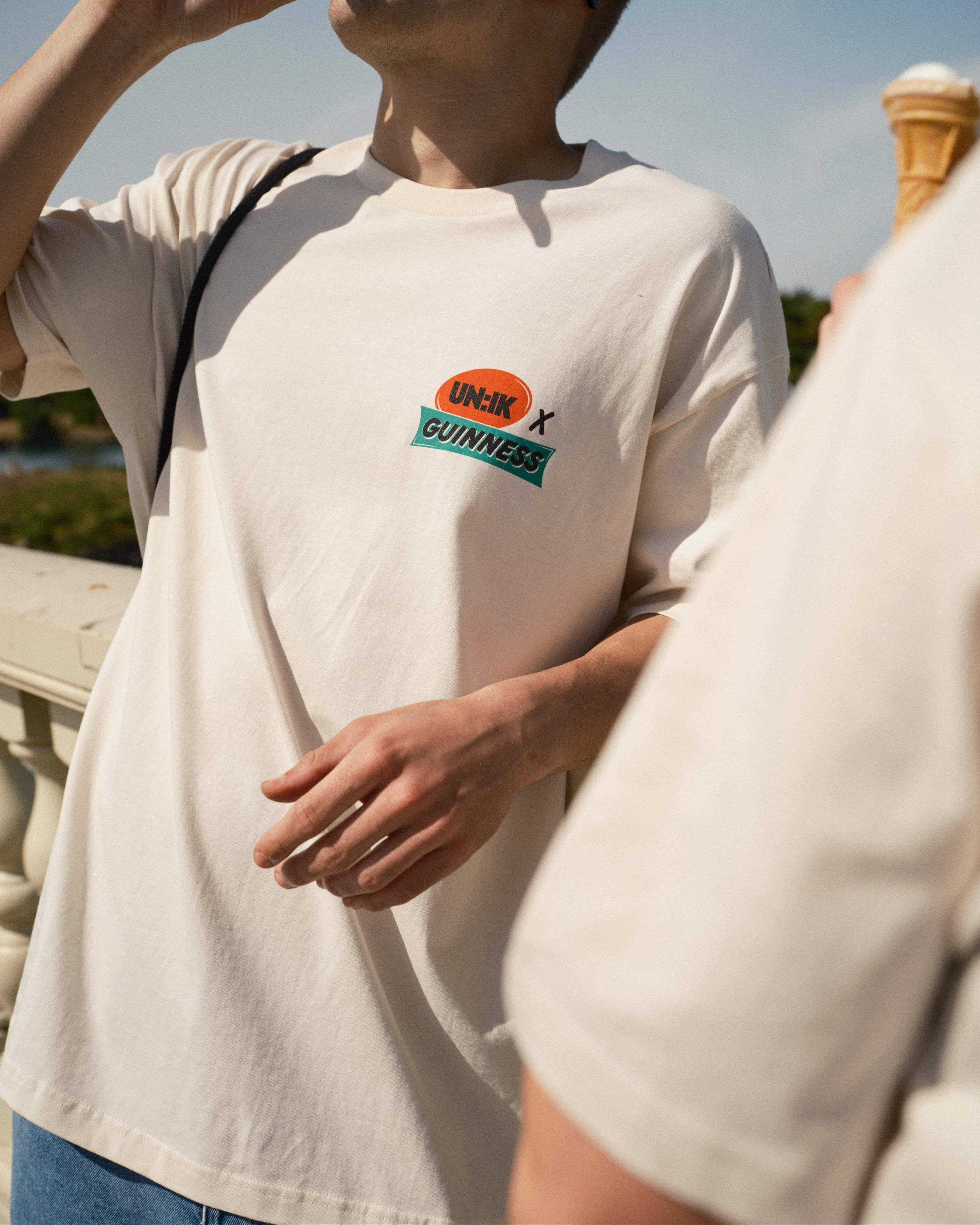 Anti Bacterial Treatment weekday wear Guinness x UN:IK 'Retro' Tee - Ecru