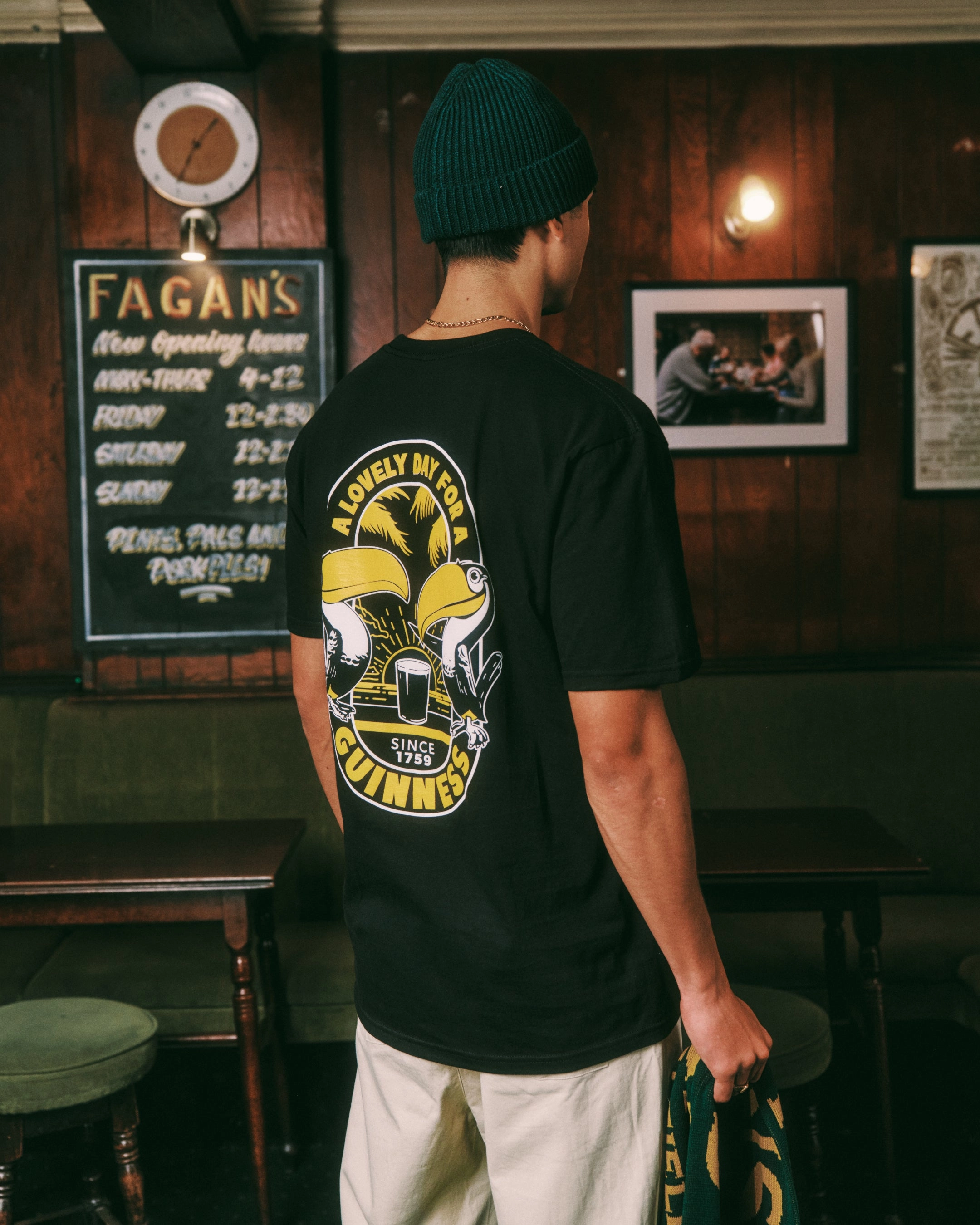 Moisture Wicking Fabric Biodegradable Options Guinness x UN:IK 'Tropical' Tee - Black