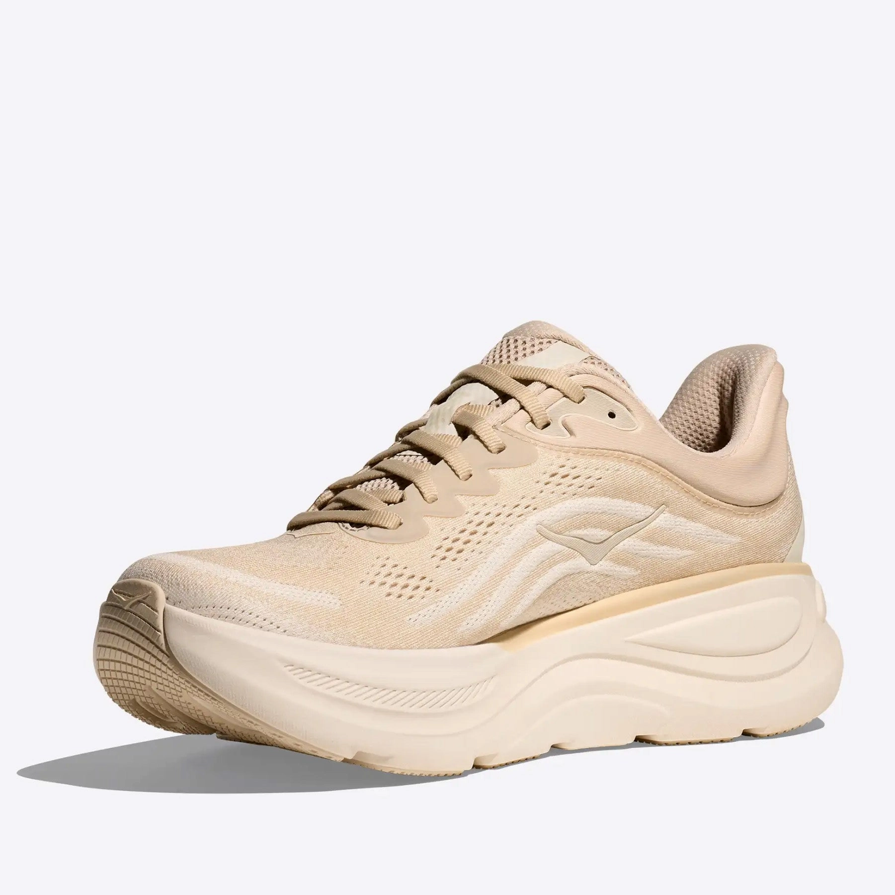 Men's Bondi 9 Running Shoes Oatmeal / Oat Milk Airflow channels Asymmetric Collar Padding