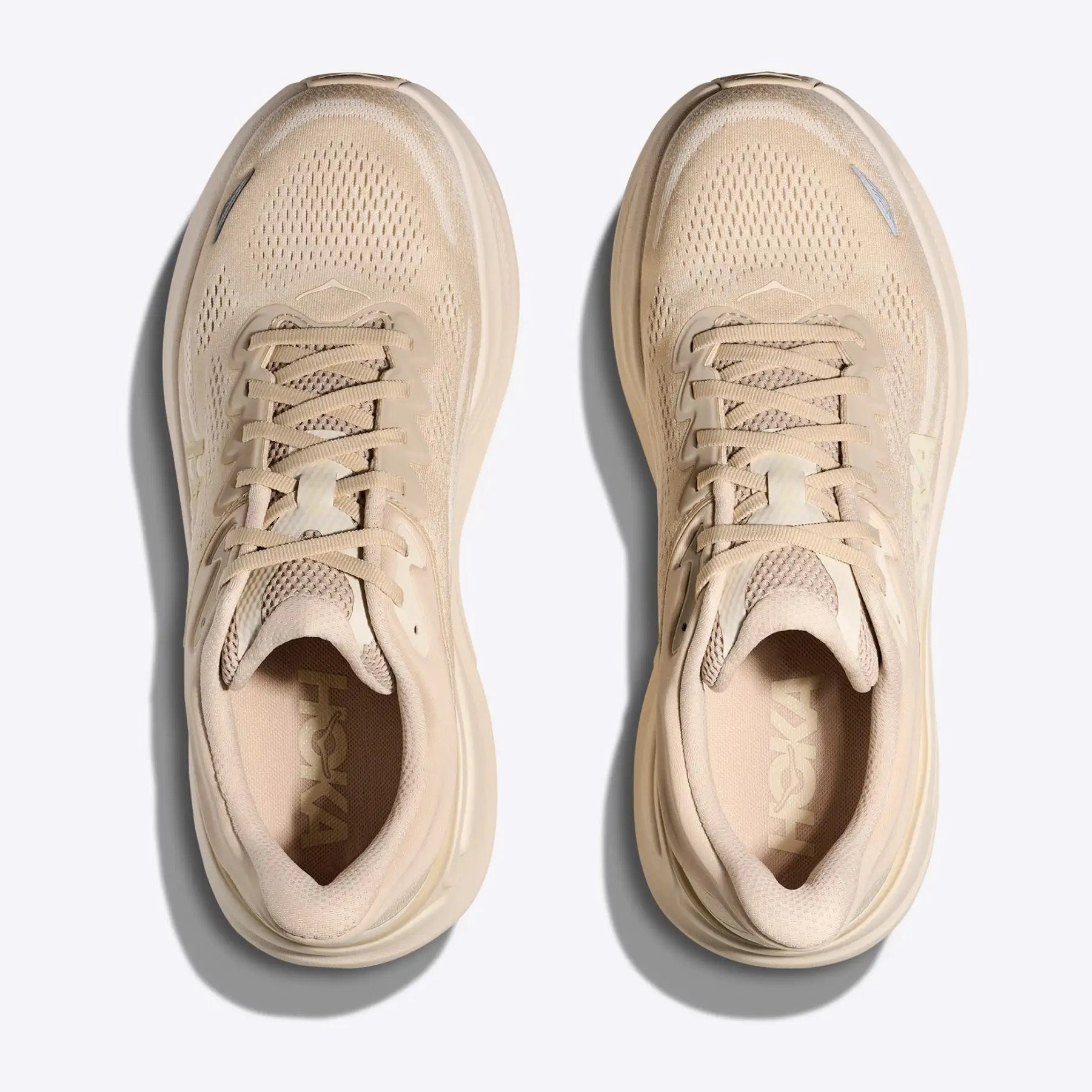 Men's Bondi 9 Running Shoes Oatmeal / Oat Milk Skeletal Support Chassis
