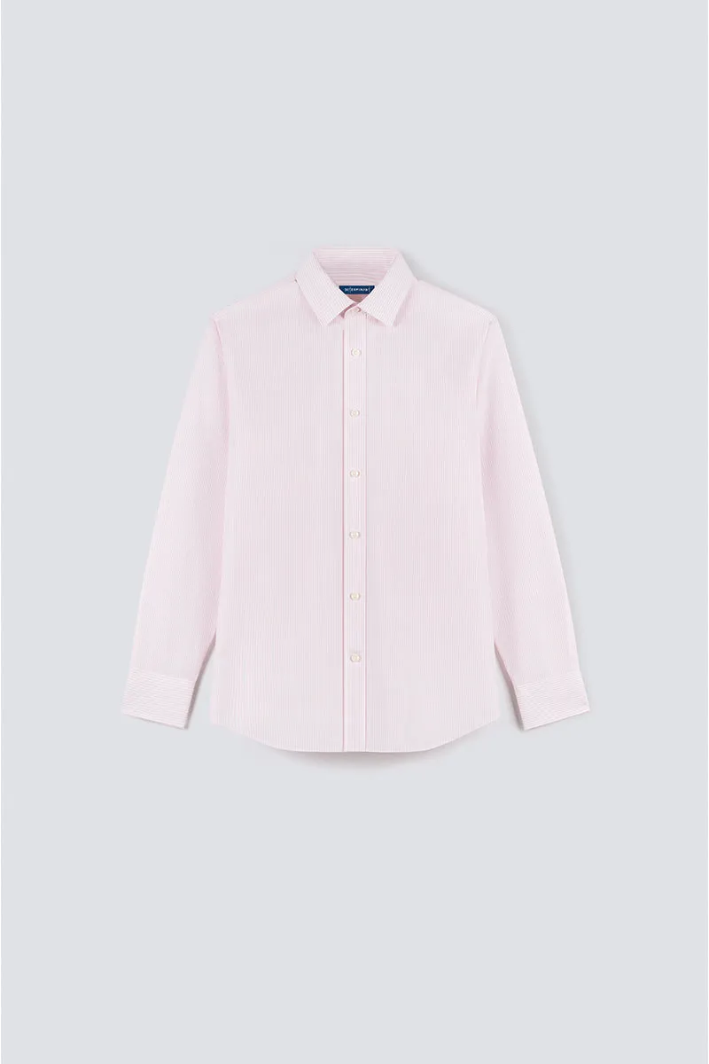 Wrinkle-Free Poplin Dress Shirt | Pink Stripes 19029N Short Sleeve