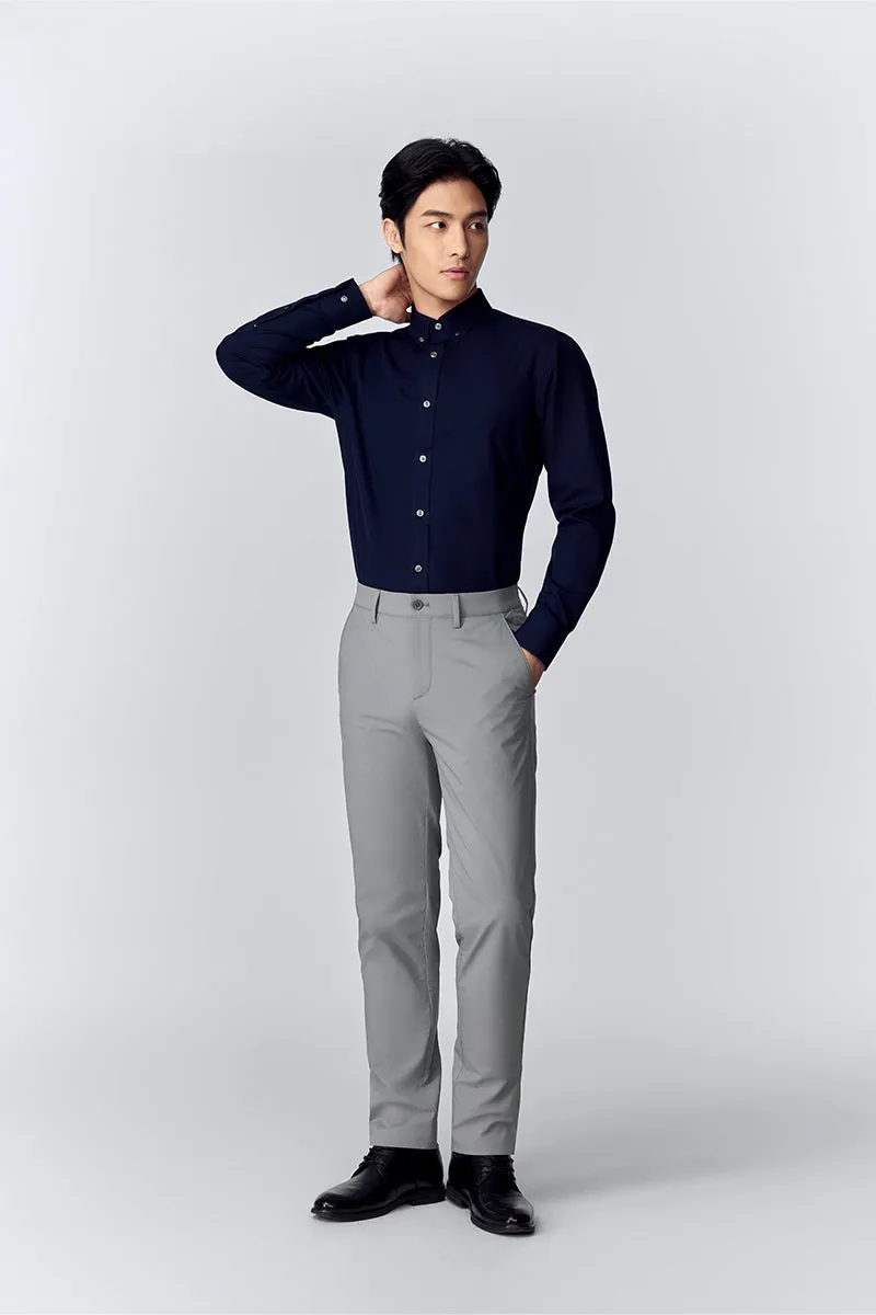 Anti Odor Treatment Wrinkle-Free Poplin Button-Down Dress Shirt | Navy 0053KM