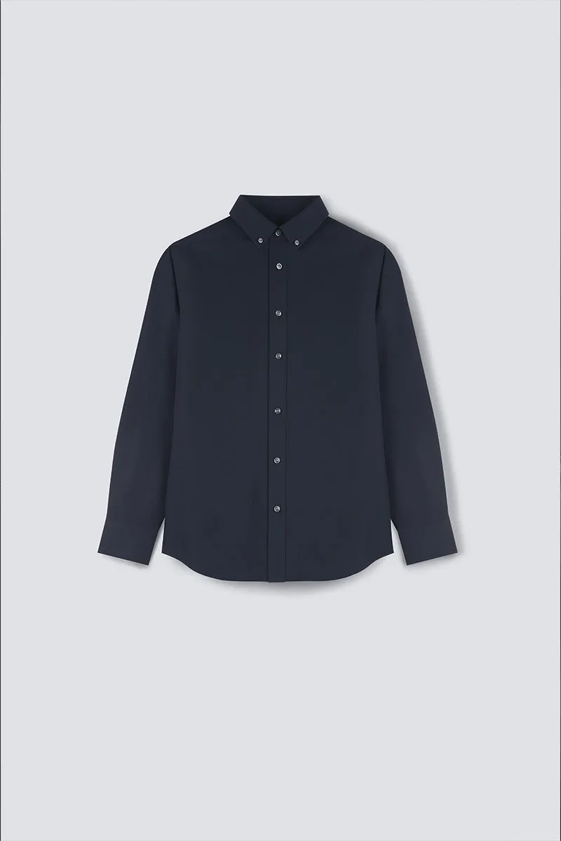 Wrinkle-Free Poplin Button-Down Dress Shirt | Navy 0053KM Checkered Style