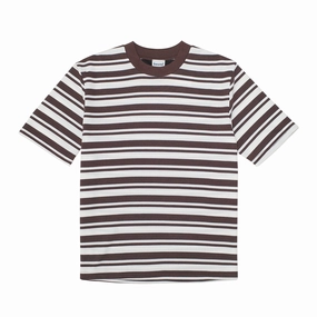 bound Pique Stripe Tee - Brown/Ecru Sporty Layer Look