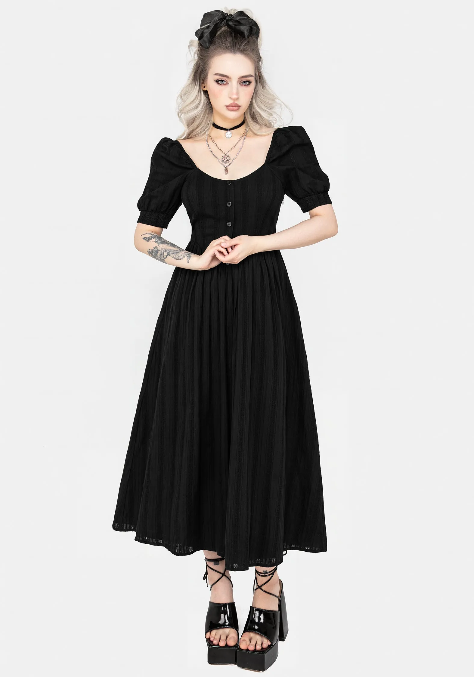 Timeless and Comfortable Sleek Look Marcia Broderie Midaxi Dress