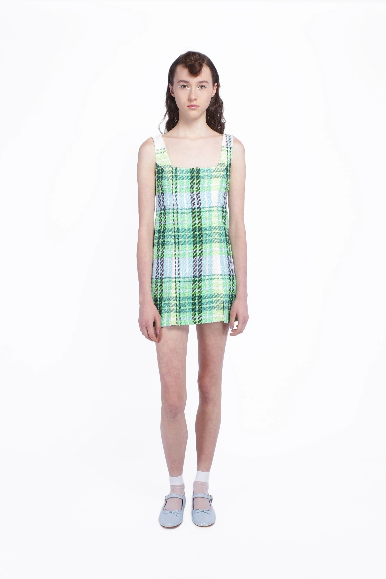 Capri Plaid Mini Dress Pure Tone Casual Vibes