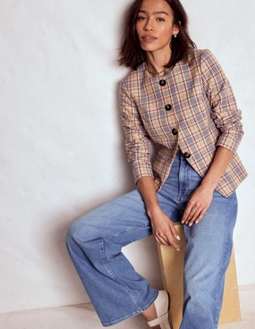 Hampstead Check Blazer-Brown, Pink & Navy  Check Teflon coating Ventilation Vents