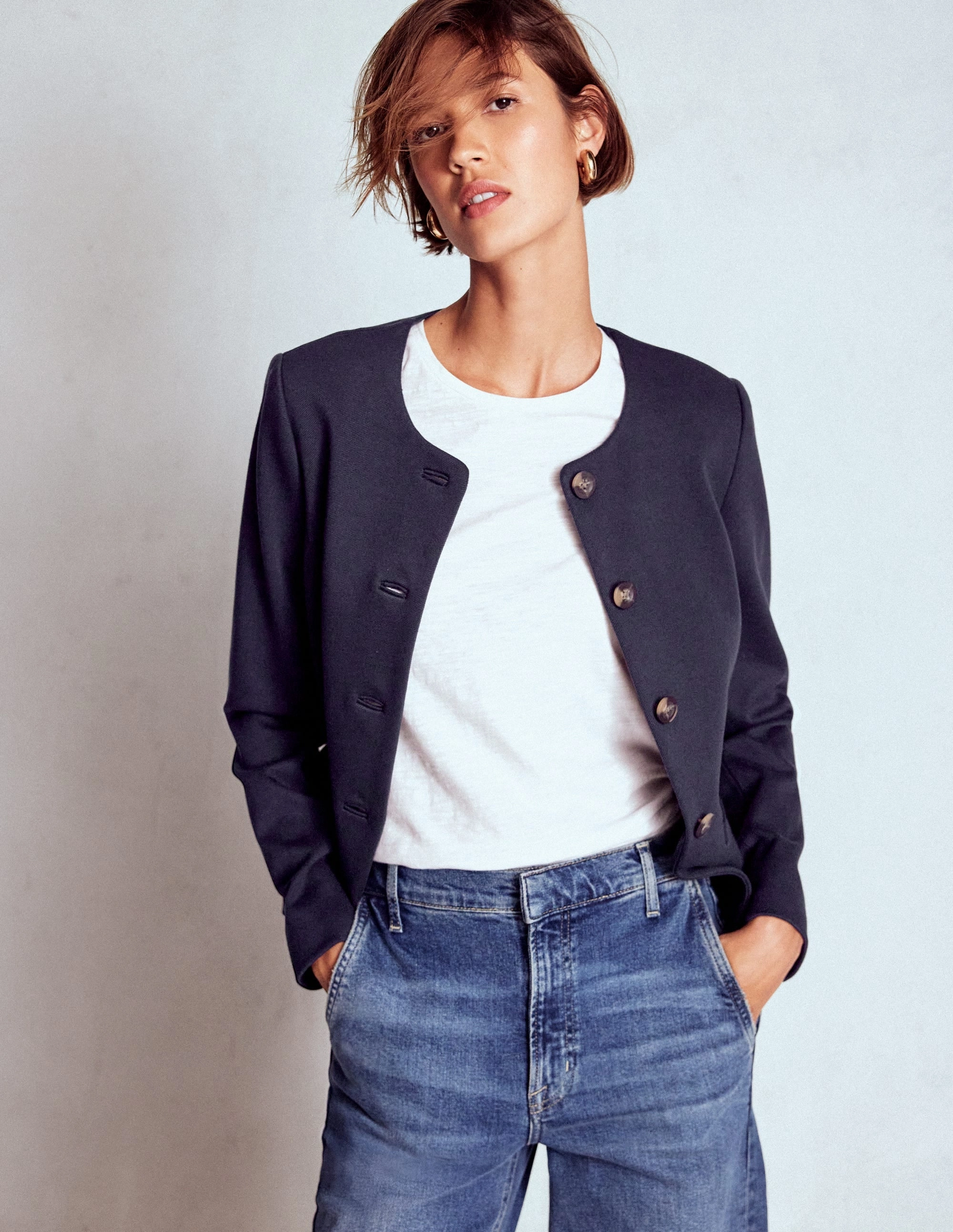 Hampstead Ponte Twill Blazer-Navy UV Protective Layer All Season Performance Weave