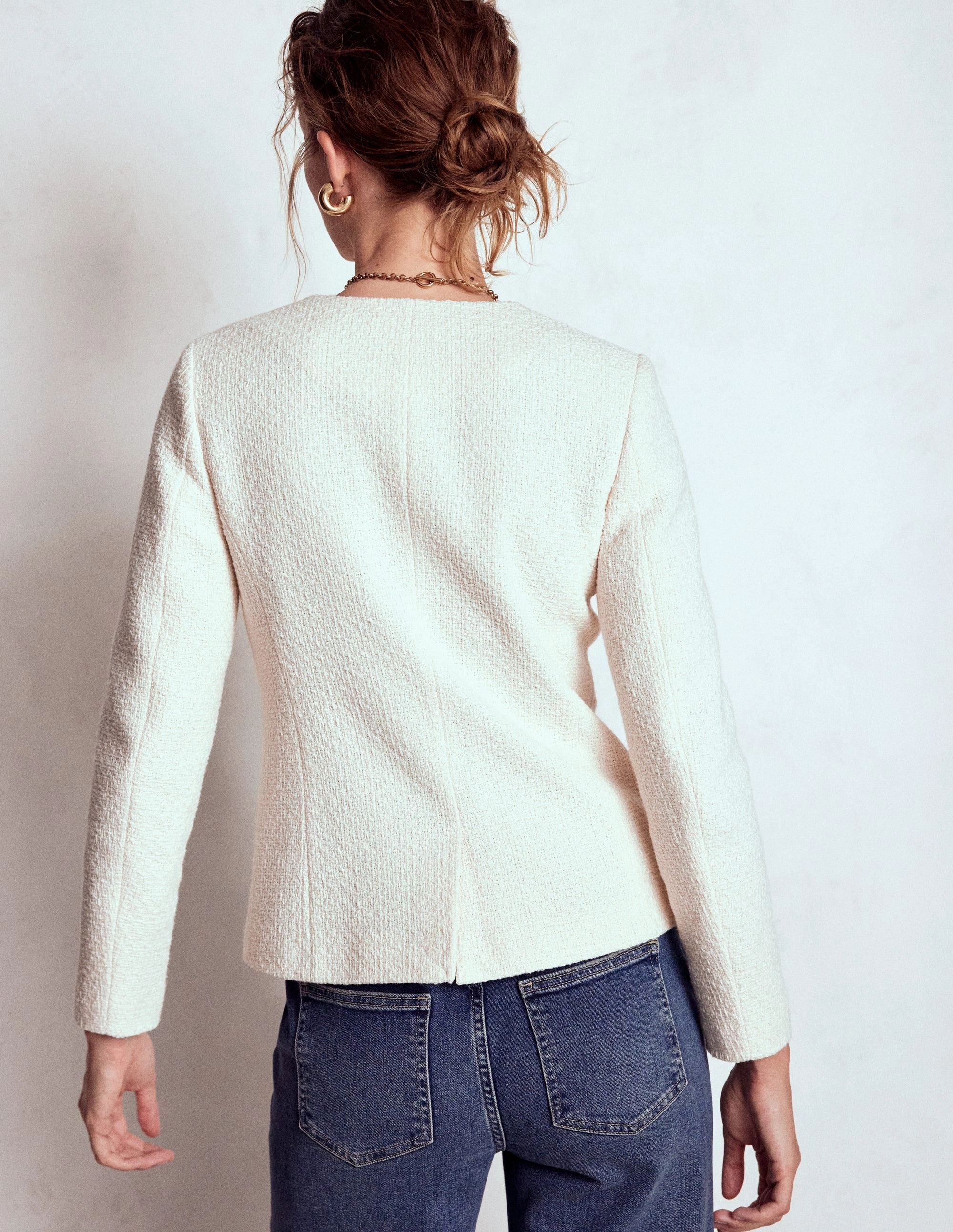 wrinkle free Hampstead Textured Blazer-Cream Texture