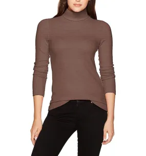 Ultimate Knitwear Flex Knit Ribbing Brushed Turtleneck Sweater In Mink