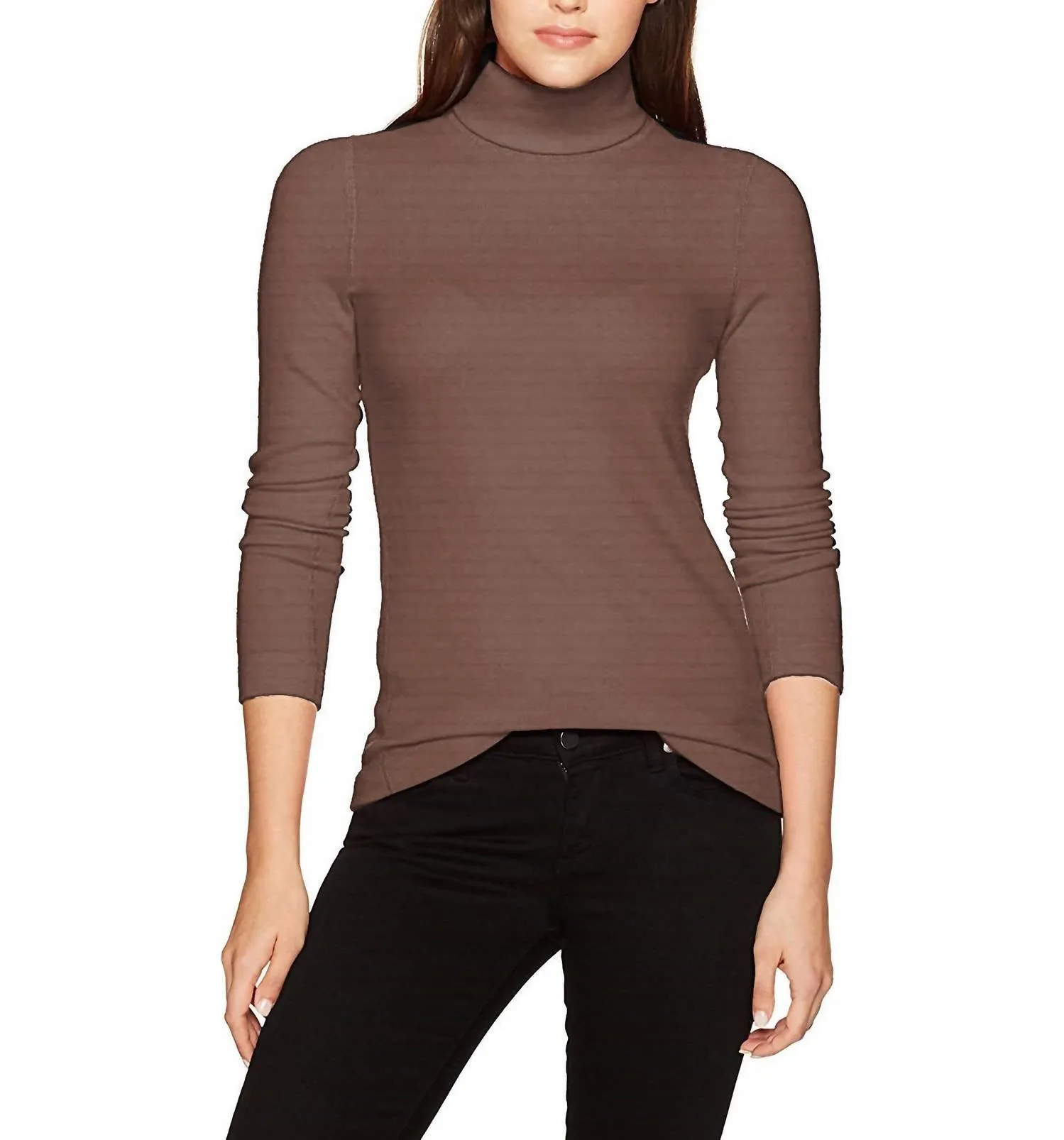 Biodegradable Fiber Options Brushed Turtleneck Sweater In Mink