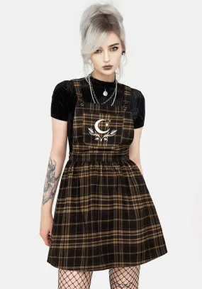 Bohemian style Artume Embroidered Check Mini Pinafore Dress