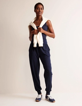 High Durability Stitching Non Irritating Hareem Jersey Joggers-Navy