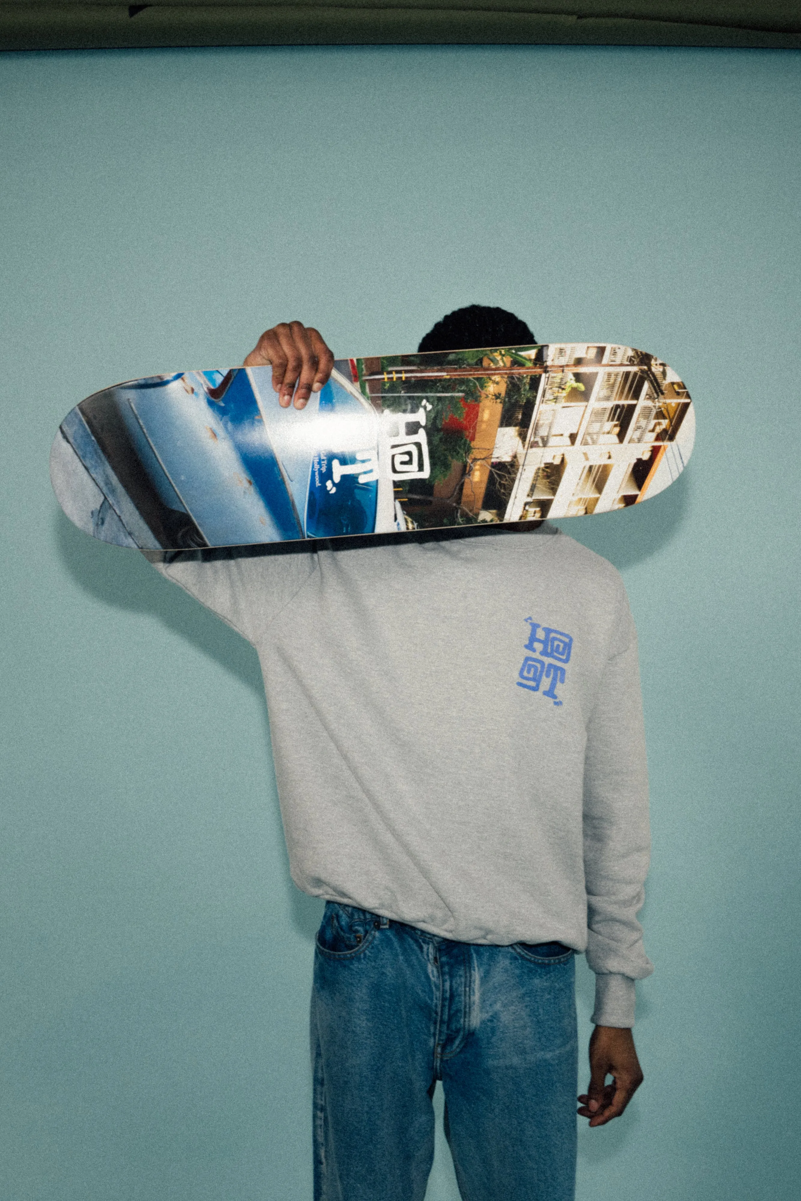 HAVE A GD TRIP 'Logo' Heavyweight Sweater - Heather Grey Resilient Stretch Fabric