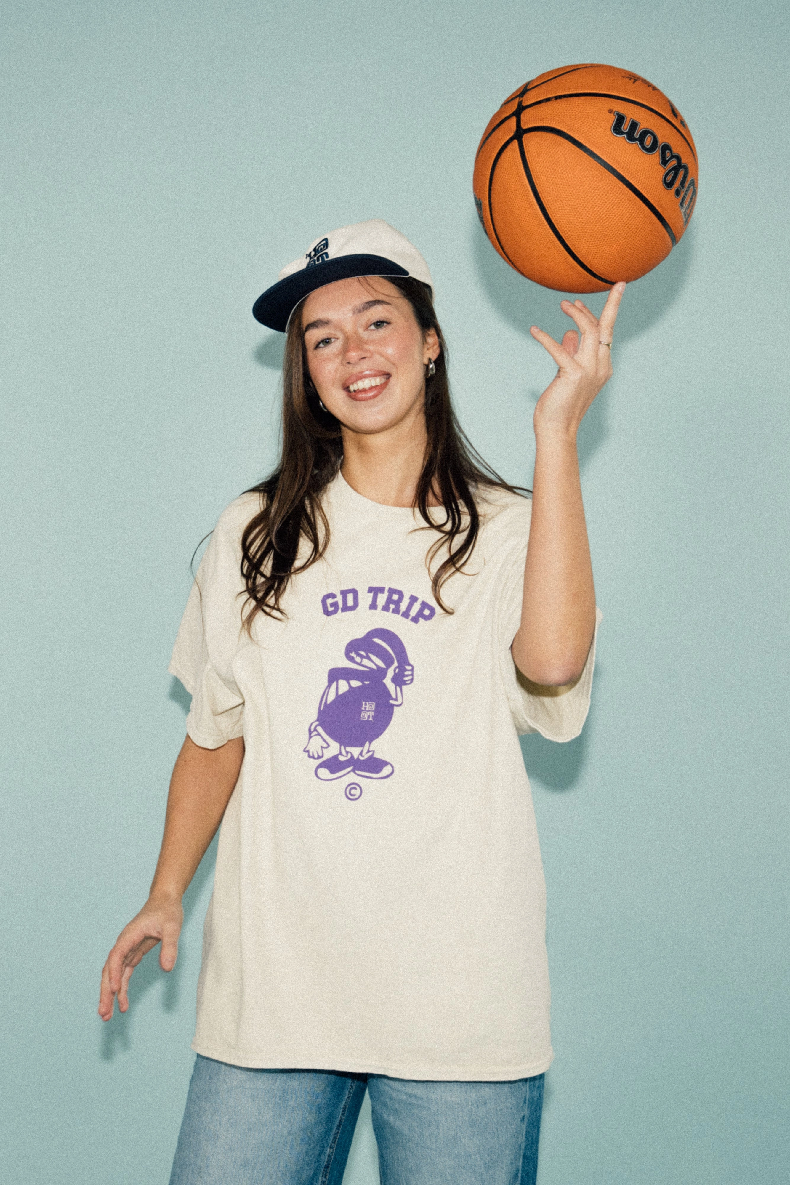 HAVE A GD TRIP 'Skate Club' Vintage Washed Tee - Cream Travel Essential