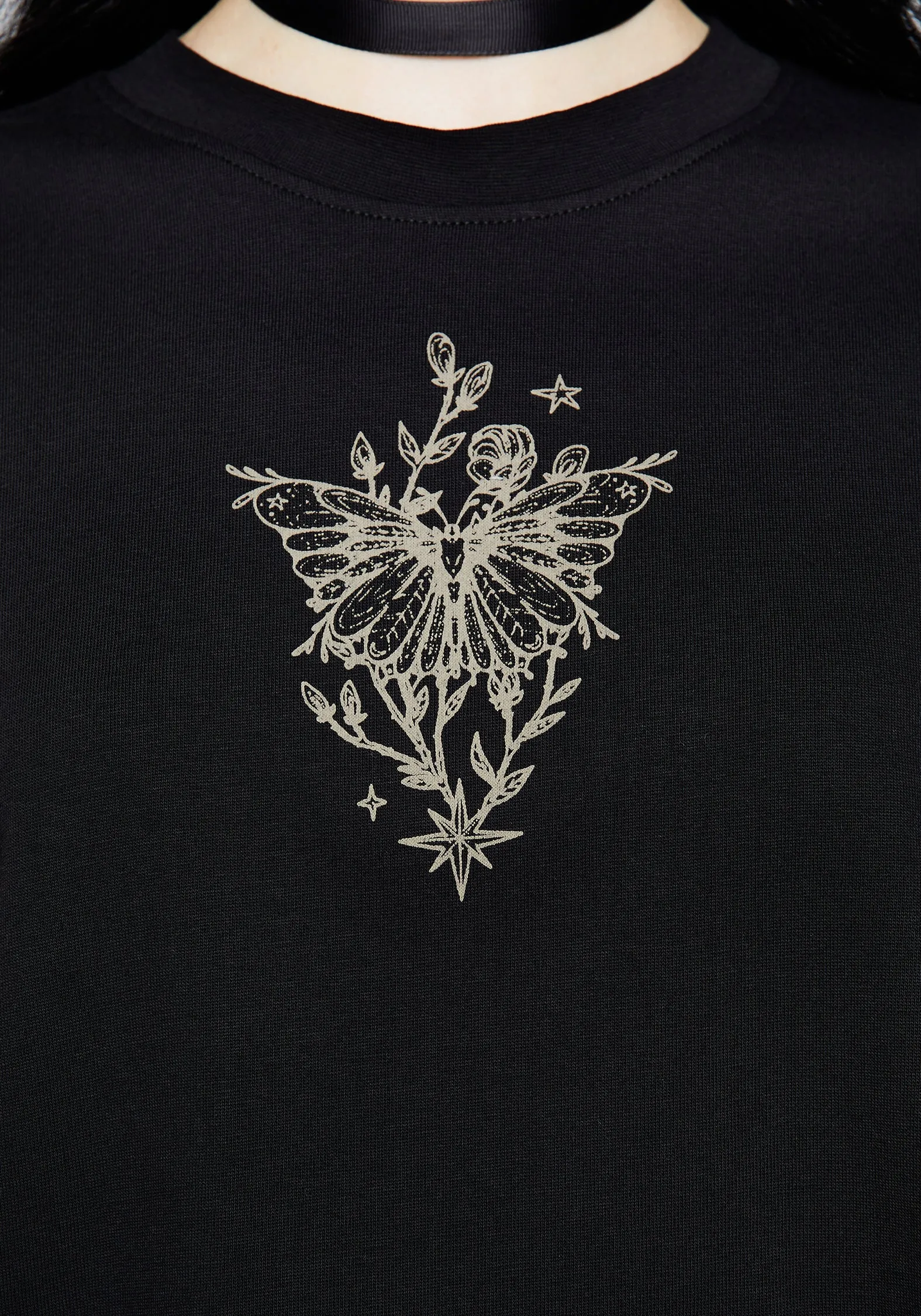 Hawkmoth Graphic Print Boxy Crop Tee OdorResistantTreatment
