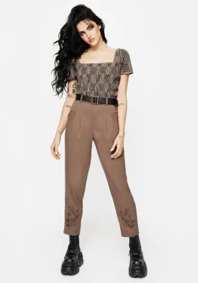 Hazel Embroidered Slim Tailored Trousers Comfy Vibes
