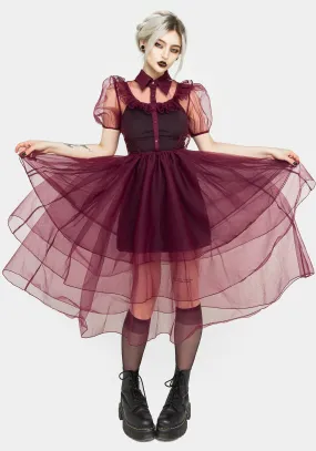 Headhunter Frill Yoke Gown - Purple Contrasting Detail Smooth Edge