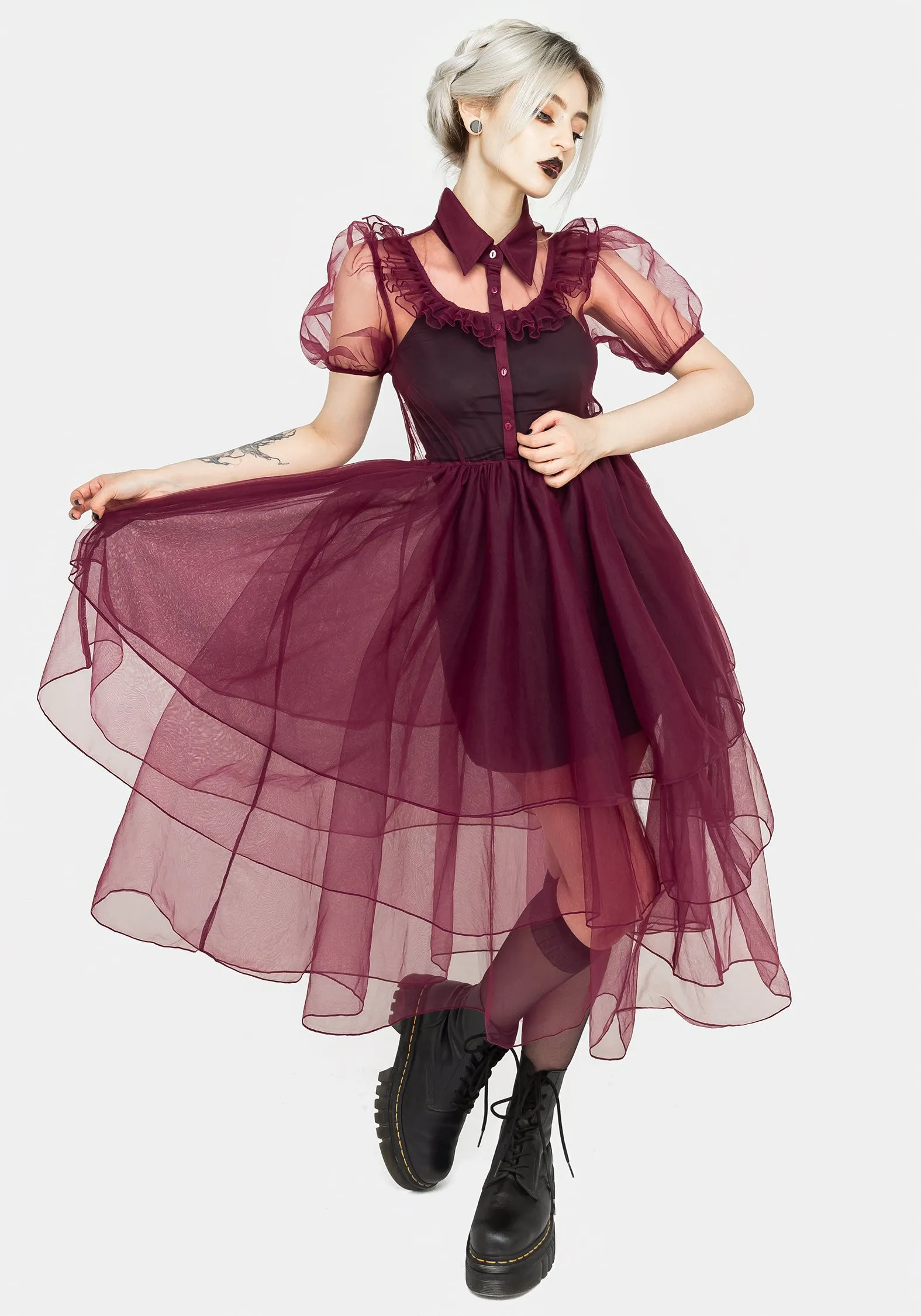 Bold Elegance Elegant formal outfit Headhunter Frill Yoke Gown - Purple