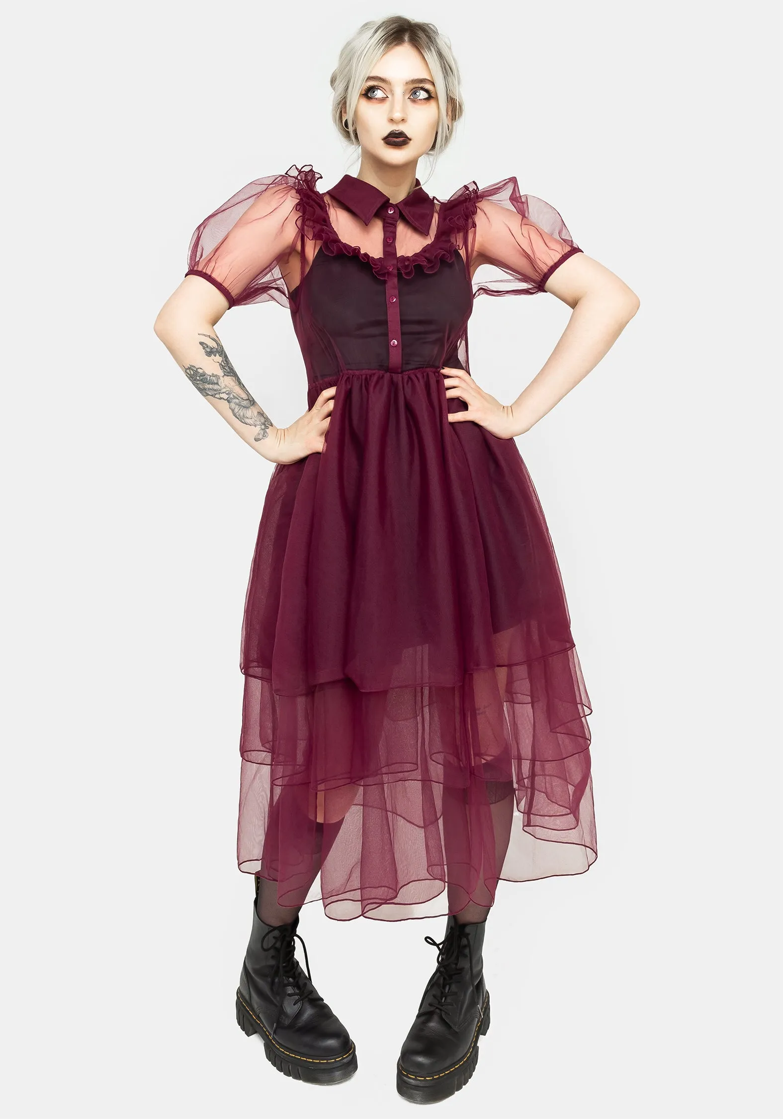 Headhunter Frill Yoke Gown - Purple Clean Structure budget-friendly