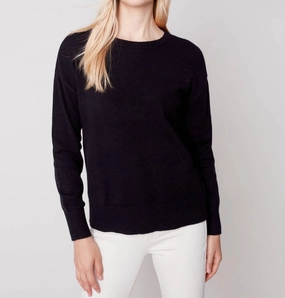 Sleek Design Heart Back Sweater In Black