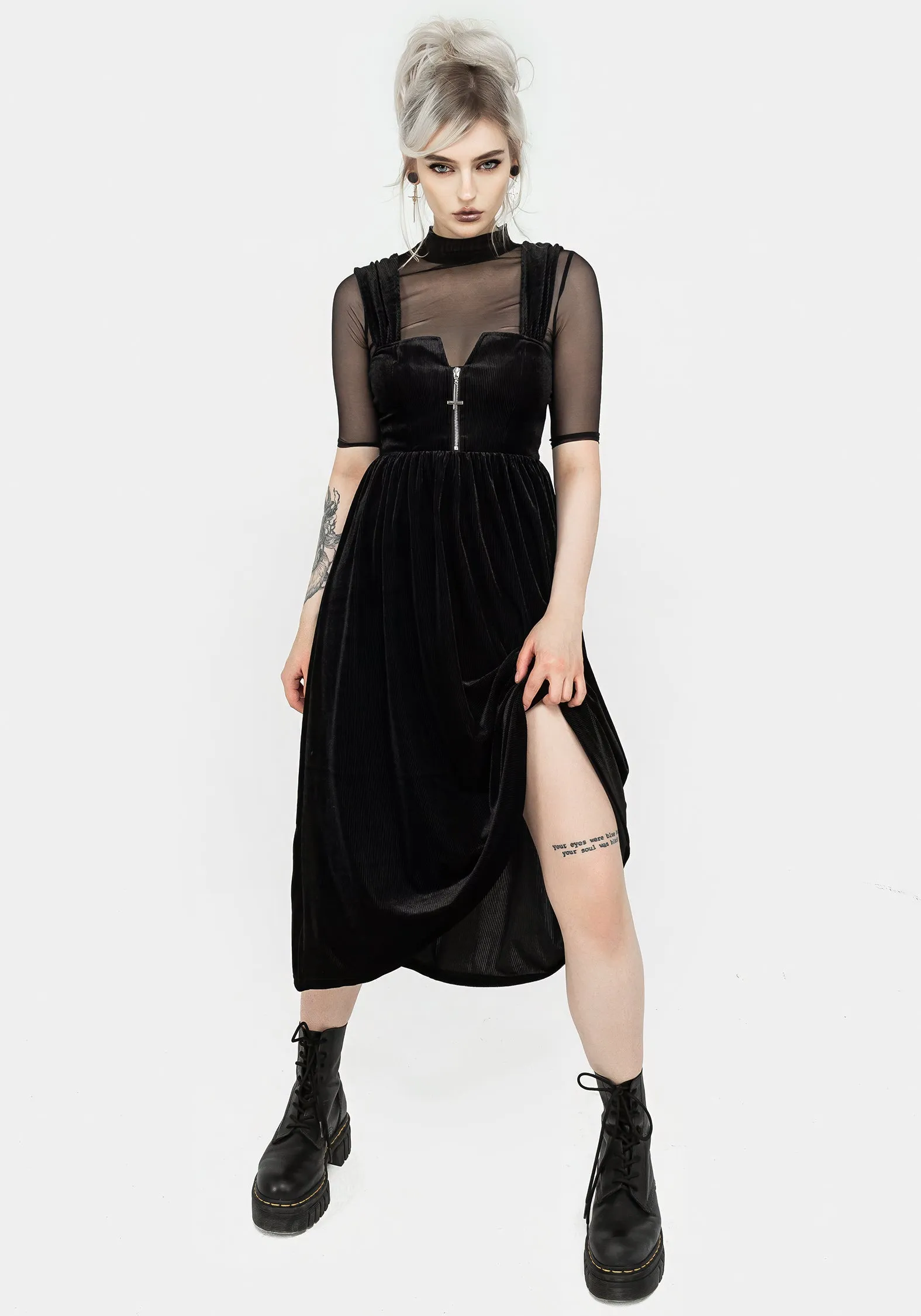 Effortless Piece Heartless Zip Front Midi Dress