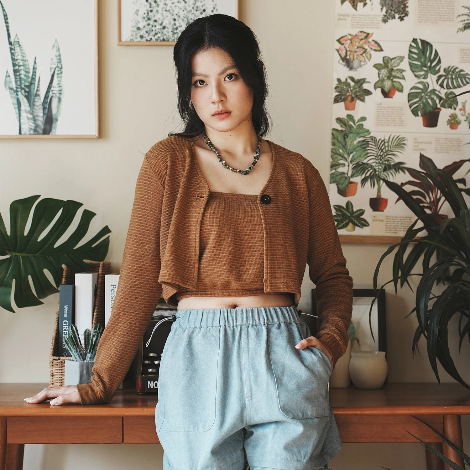Heavyweight Warmth Soft Fleece Heat resistant (CD101) Cropped Cardigan Set