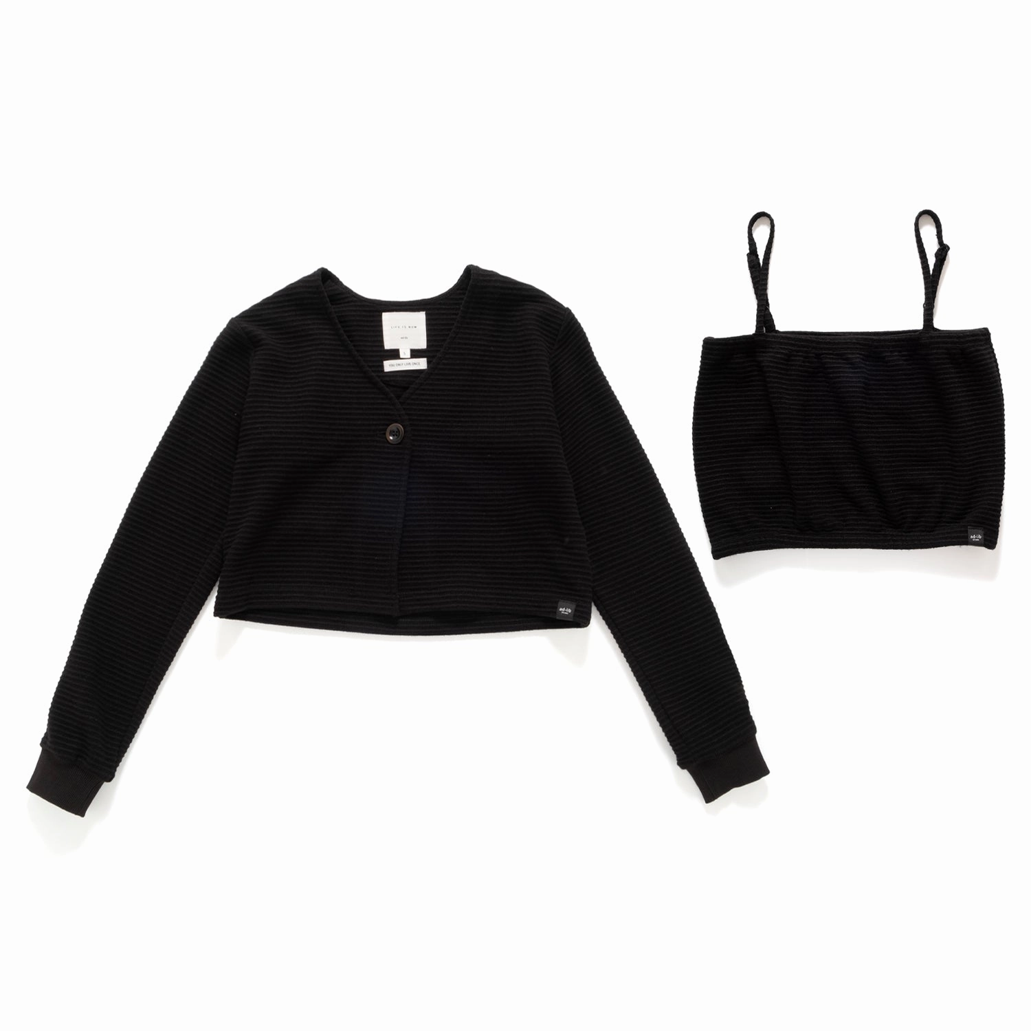 Convertible Sleeves Reversible Layer Heat resistant (CD101) Cropped Cardigan Set