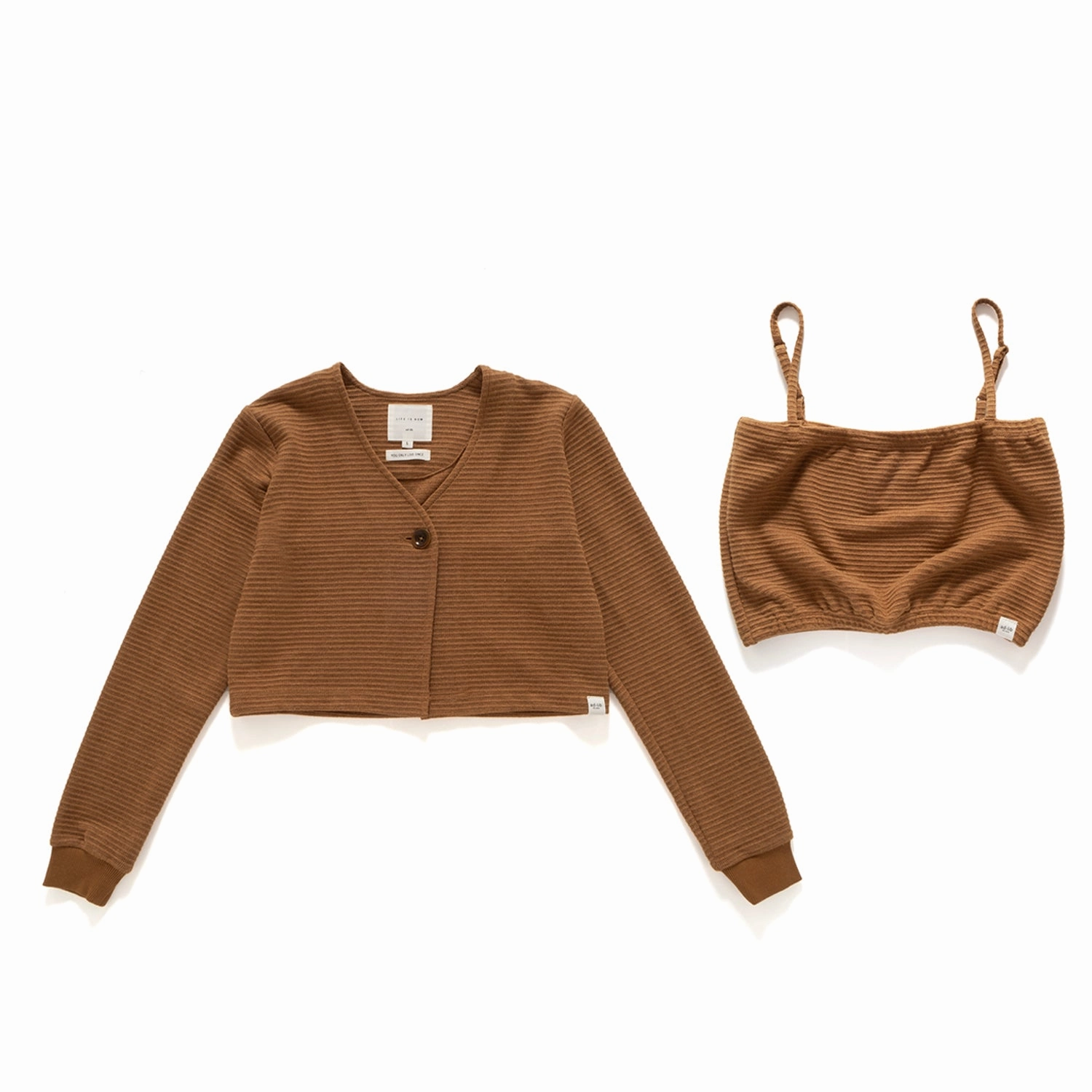 Heat resistant (CD101) Cropped Cardigan Set Basic Travel Fit Shrink resistant