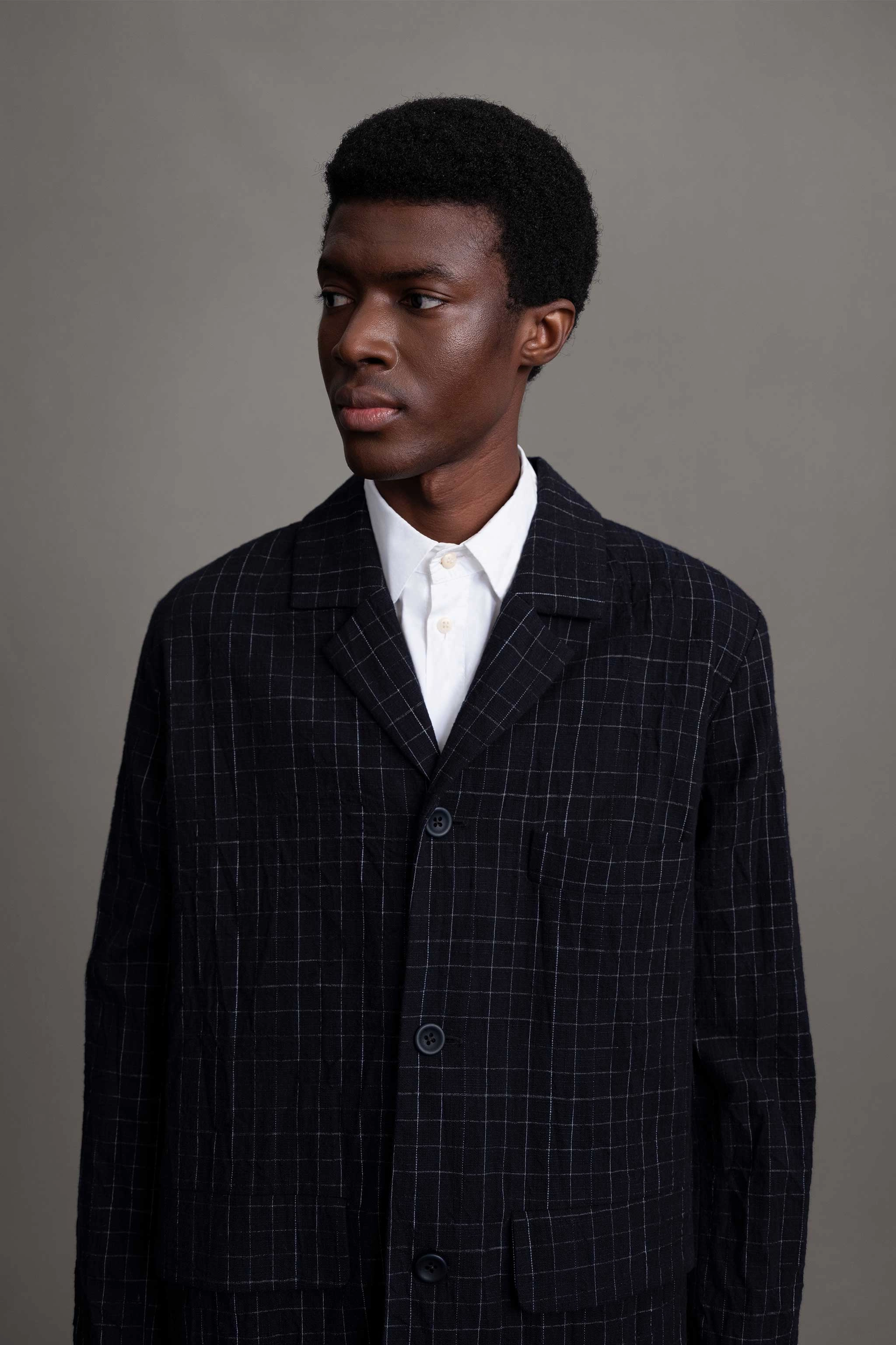 Stretch Cloth THE PHOTOGRAPHER JACKET / CRUMPLED CHECK INK