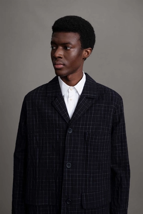 Stretch Cloth THE PHOTOGRAPHER JACKET / CRUMPLED CHECK INK